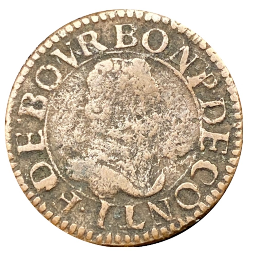 coins european medieval france feudal french states chateau renault copper double tournois of francois de bourbon ca 1603 1605