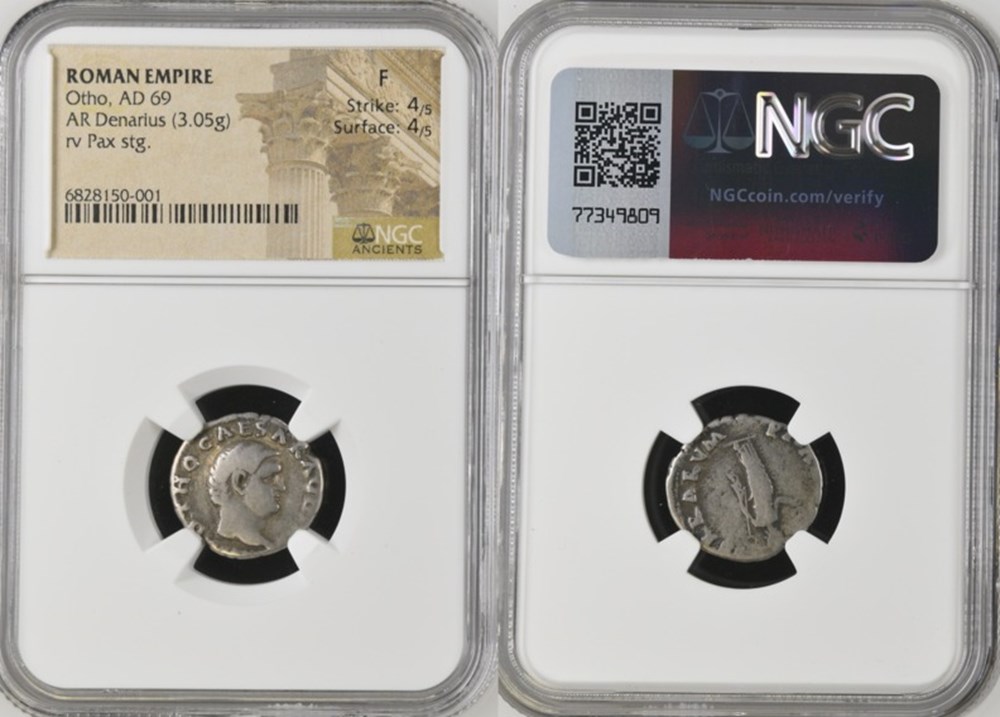 Roman Empire: 69 AD silver denarius of Otho 5 coins ancient to romans imperial and republican roman empire 69 ad silver denarius of otho