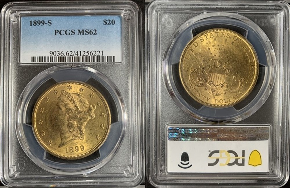 United States: 1899-S gold Liberty Head double eagle ($20.00), With Motto 5 coins united states 1899 s gold liberty head double eagle 20 00 with motto