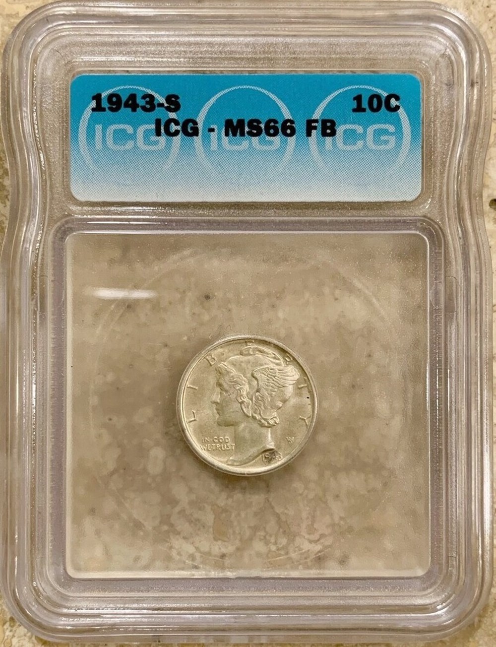 United States: 1943-S silver "Mercury" dime (ICG MS66 FB) 2 coins world united states 1943 s silver mercury dime icg ms66 fb