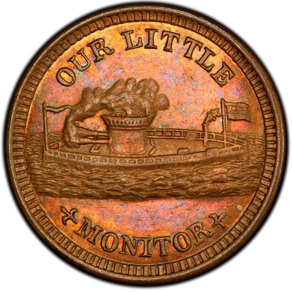 coins exonumia tokens weights united states 1863 bronze patriotic civil war token our little monitor type