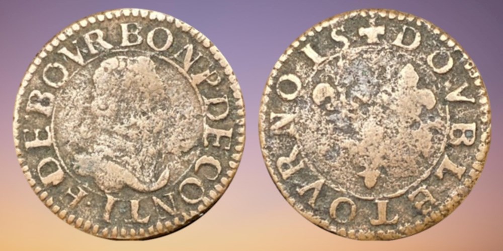 coins european medieval france feudal french states chateau renault copper double tournois of francois de bourbon ca 1603 1605