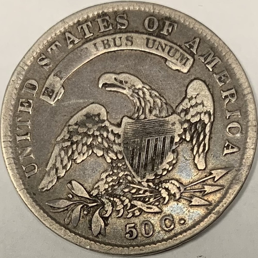 United States: silver Capped Bust half dollar, 1834, Small Date, Small Letters variety 5 coins world united states silver capped bust half dollar 1834 small date small letters variety