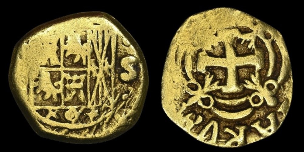 coins world colombia spanish colonial ca 1753 56 gold cob type escudo of ferdinand vi s assayer mark