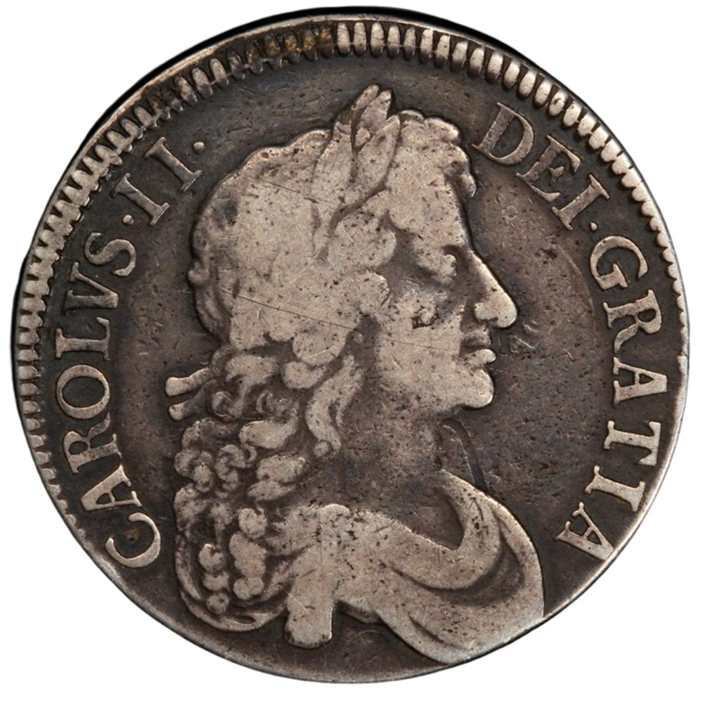 England: 1679 silver crown of Charles II, TRICESIMO PRIMO edge 3 coins european medieval to kingdom england 1679 silver crown of charles ii tricesimo primo edge