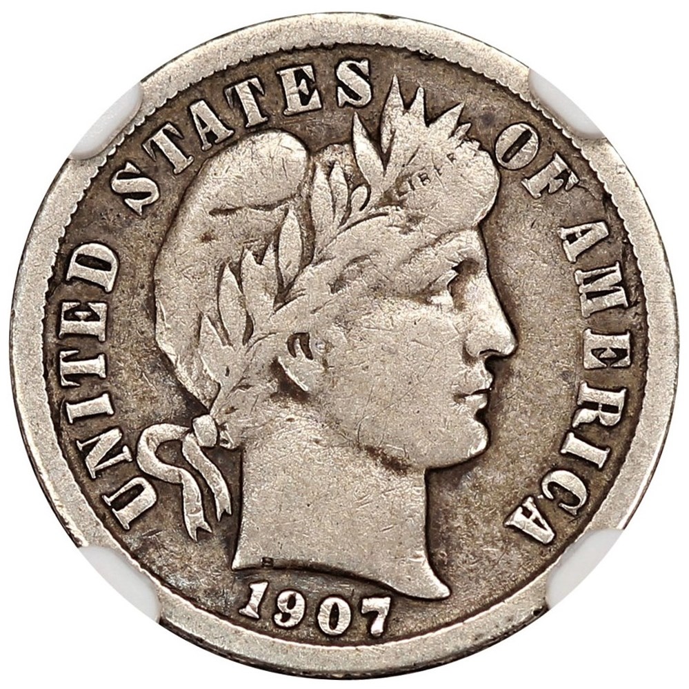 coins world united states silver barber dime 1907 o