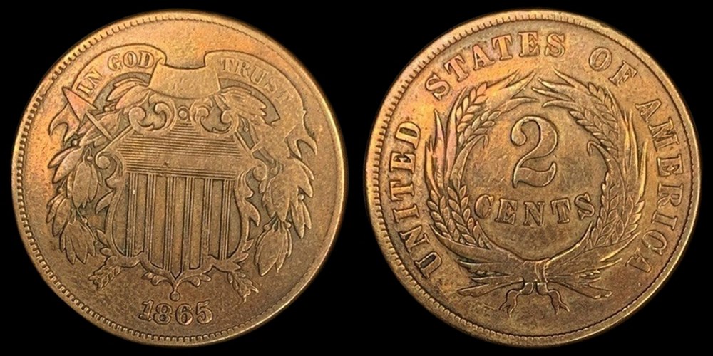 coins world united states bronze 2 cent piece 1865