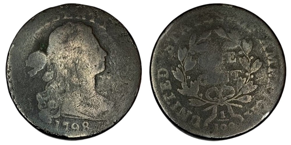 coins world united states copper draped bust large cent 1798 second hairstyle s 187