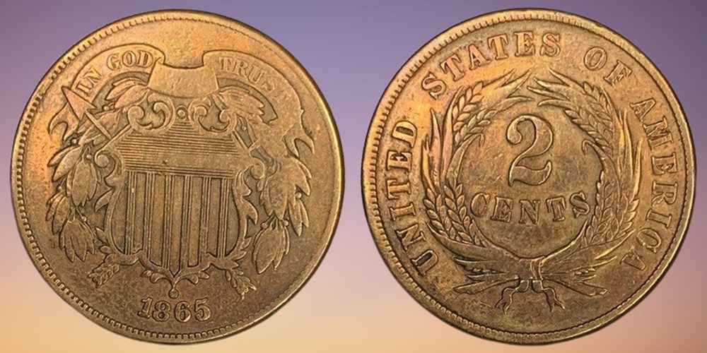 coins world united states bronze 2 cent piece 1865