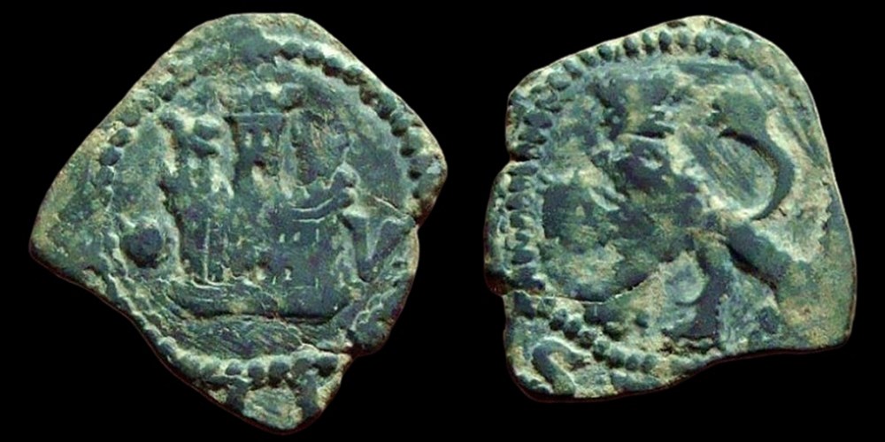 Spain: copper 2-maravedis of Ferdinand V of Aragon & Isabella I of Castile, ca. 1474-1504 2 coins european medieval to other spain copper 2 maravedis of ferdinand v of aragon isabella i of castile ca 1474 1504