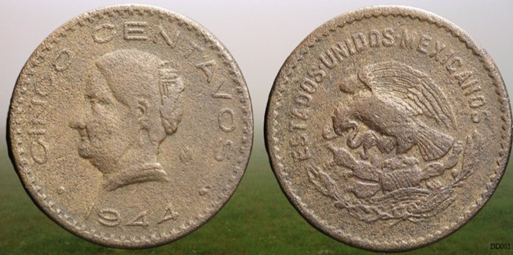 (DD001) Mexico: 1944-Mo 5-centavos coins world dd001 mexico 1944 mo 5 centavos
