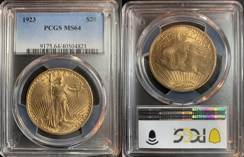 United States: 1923 gold Saint-Gaudens double eagle ($20.00), With Motto 5 coins united states 1923 gold saint gaudens double eagle 20 00 with motto
