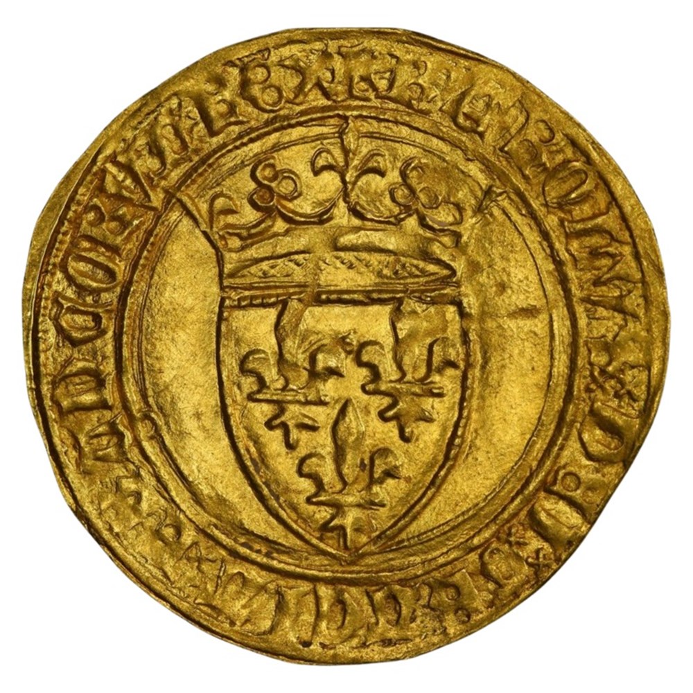 France: ca. 1380-1422 gold Ecu d'or of Charles VI, from the Lucerne Abbey Treasure (100 Years' War) 3 coins european medieval to royal france ca 1380 1422 gold ecu or of charles vi from the lucerne abbey treasure 100 years war