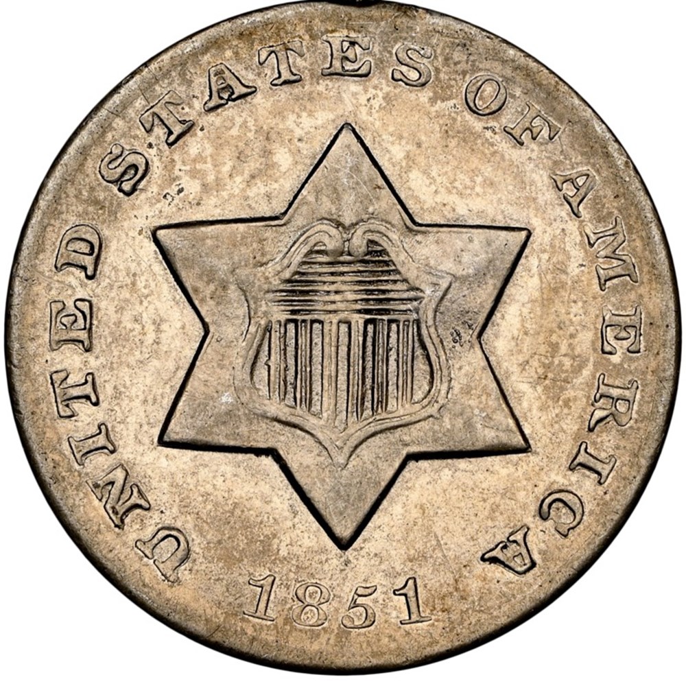 United States: 1851-O silver 3-cent piece, Type 1 3 coins world united states 1851 o silver 3 cent piece type 1