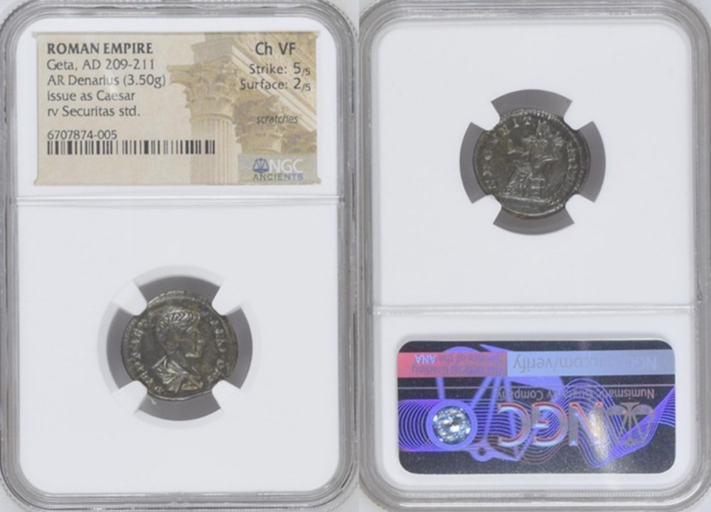 Roman Empire: ca. 209-211 AD silver denarius of Geta 5 coins ancient to romans imperial and republican roman empire ca 209 211 ad silver denarius of geta