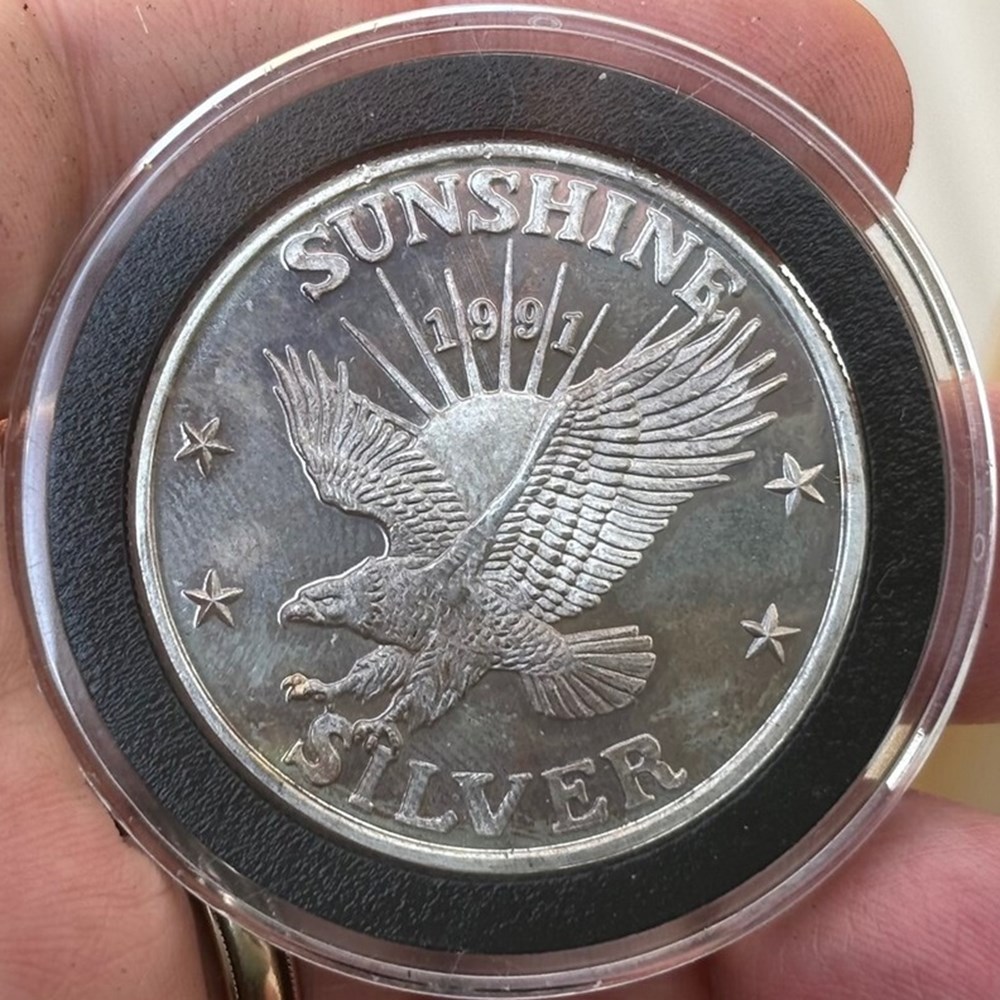coins ingots bullion ingot united states private mint sunshine minting 1991 silver round 1 ounce 999 fine