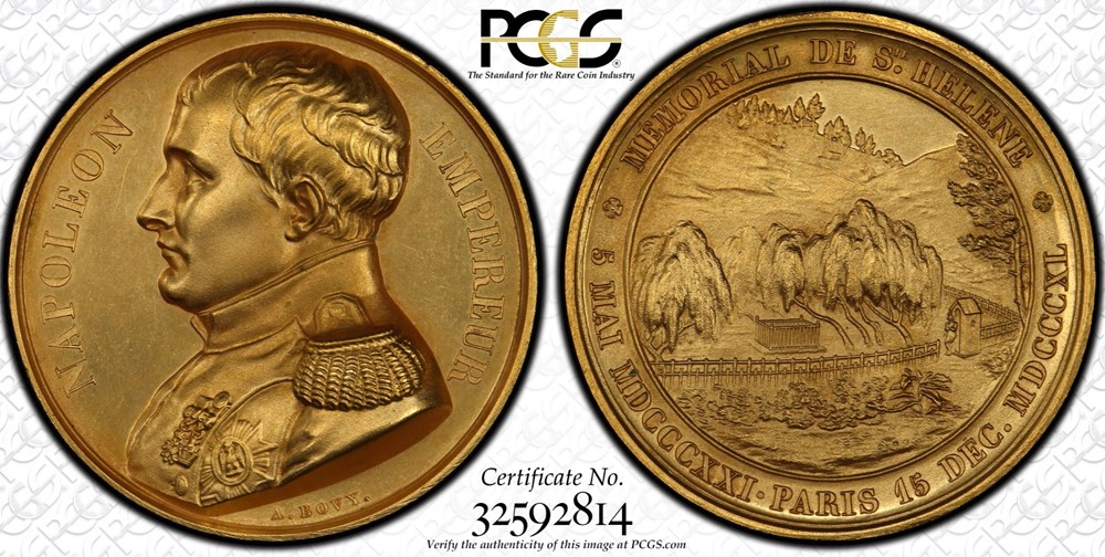 France: 1840 gilt bronze specimen medal by Antoine Bovy, for Napoleon Bonaparte's Paris funeral 2 coins exonumia tokens weights france 1840 gilt bronze specimen medal by antoine bovy for napoleon bonaparte s paris funeral