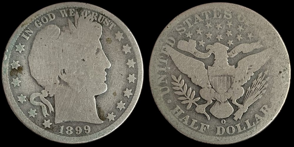 coins world united states silver barber half dollar 1899 o