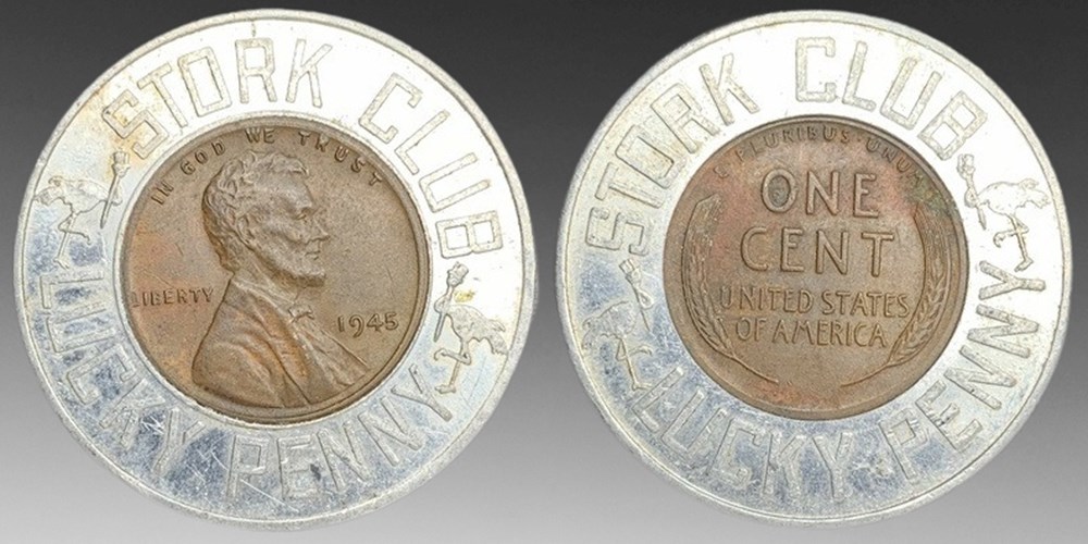 (3 coins) United States (exonumia): three encased coins, 1940s-1950s 2 3 coins united states exonumia three encased coins 1940s 1950s