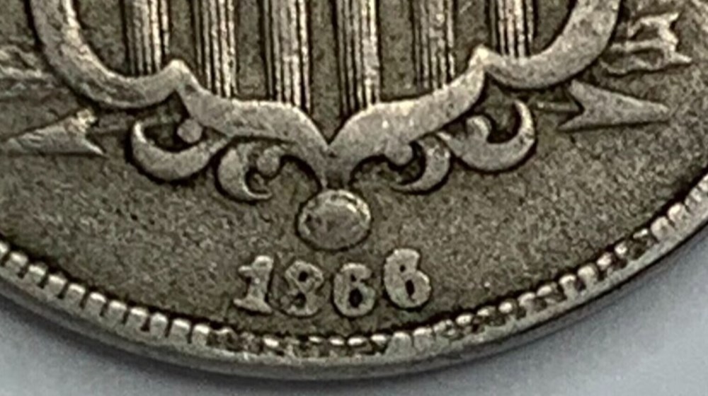 United States: copper-nickel Shield nickel, "with rays" type, 1866/1866 repunched date 5 coins world united states copper nickel shield nickel with rays type 1866 1866 repunched date