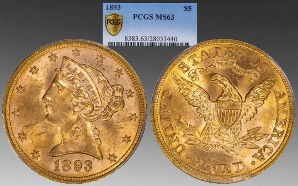 coins united states 1893 gold liberty head half eagle 5 00
