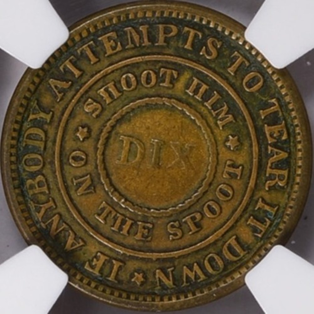 United States: bronze patriotic Civil War token: "The Flag of Our Union", 1863 (with "SPOOT" error) 4 coins exonumia tokens weights united states bronze patriotic civil war token the flag of our union 1863 with spoot error