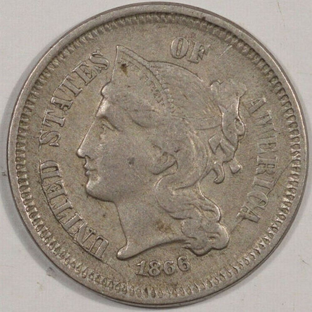 coins world united states copper nickel 3 cent piece 1866