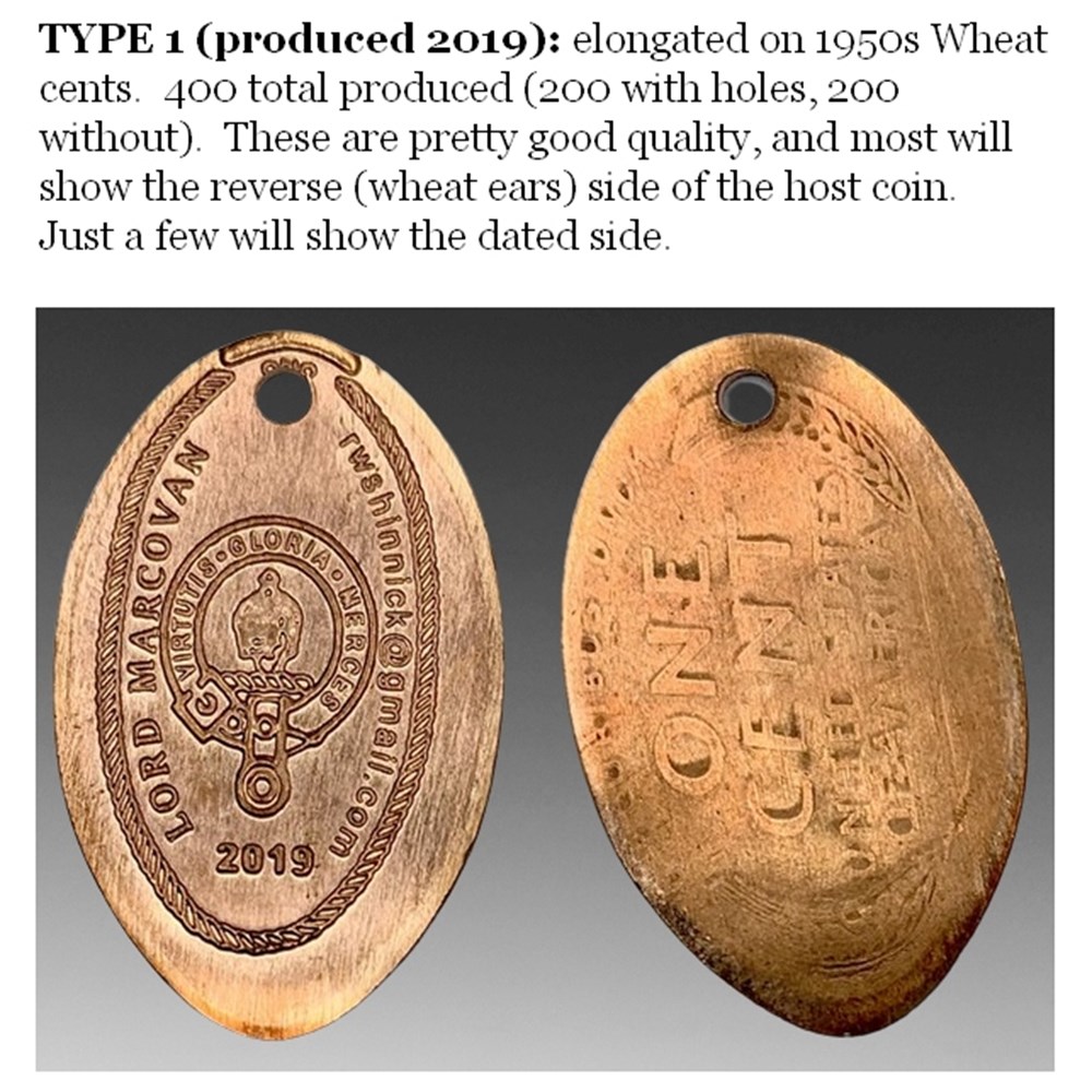 "Lord Marcovan" custom elongated coins: on Indian & Wheat cents, Barber & Mercury dimes 2 world united states lord marcovan custom elongated coins on indian wheat cents barber mercury dimes