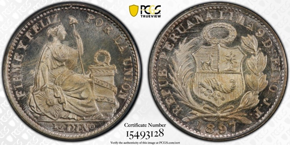 coins world peru 1897 jf silver half dinero