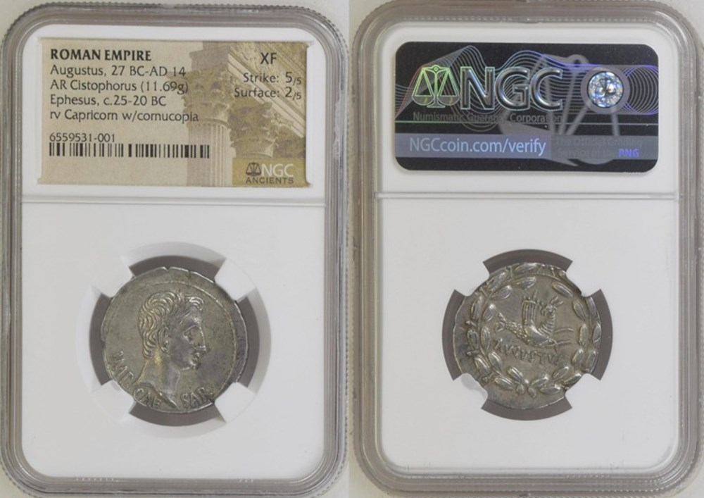 Roman Empire (Ephesus): ca. 25-20 BC silver cistophorus of Augustus 5 coins ancient romans provincial roman empire ephesus ca 25 20 bc silver cistophorus of augustus