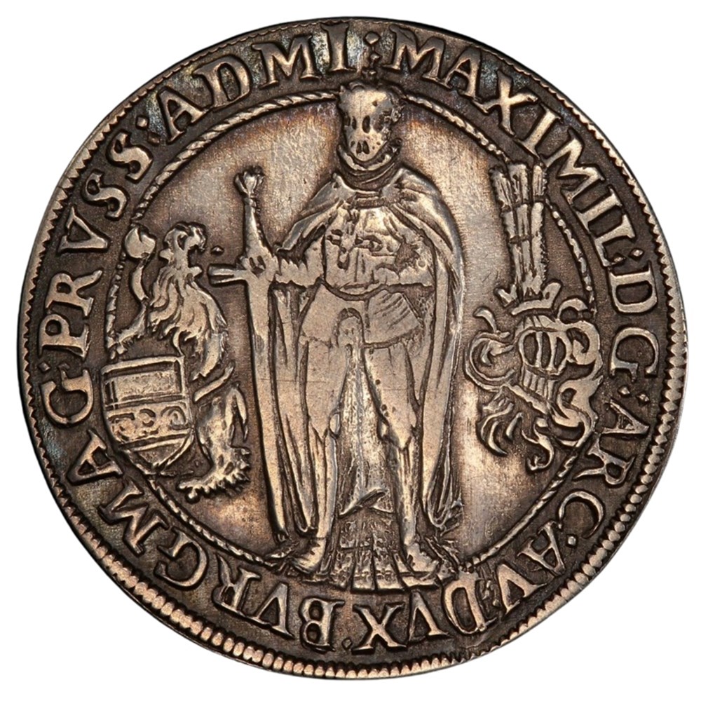 German States (Teutonic Order): ca. 1615 silver 1/4-thaler of Grand Master Maximilian of Austria 3 coins european medieval other german states teutonic order ca 1615 silver 1 4 thaler of grand master maximilian of austria