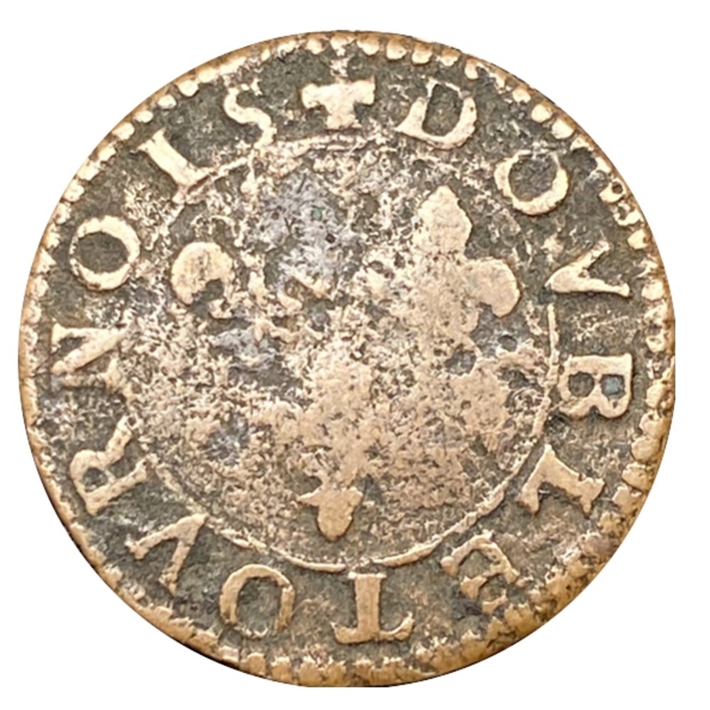 coins european medieval france feudal french states chateau renault copper double tournois of francois de bourbon ca 1603 1605
