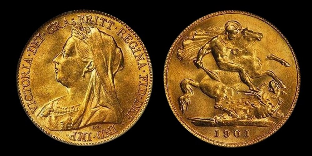 Great Britain: 1901 gold half-sovereign of Queen Victoria, from the Dr. Jacob Terner collection 2 coins world united kingdom great britain 1901 gold half sovereign of queen victoria from the dr jacob terner collection