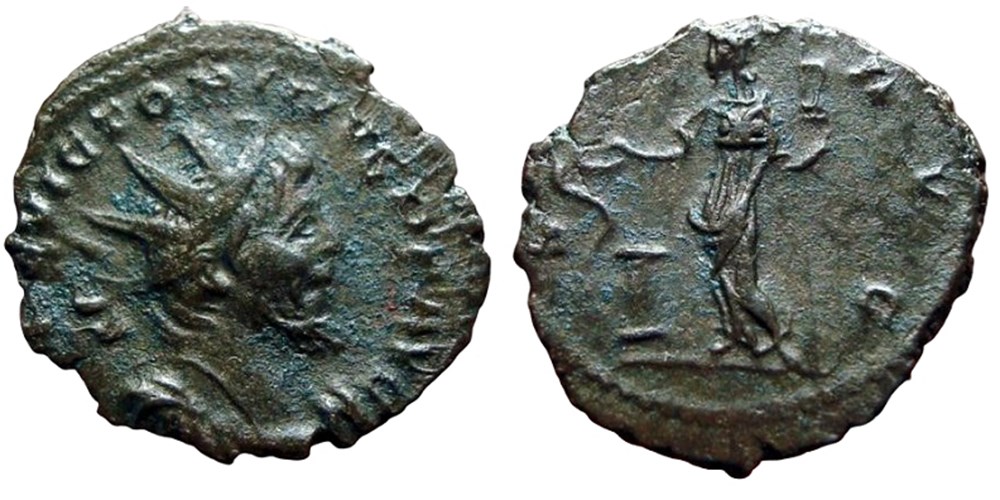 Roman Empire (Gallic Secessionist): bronze antoninianus of Victorinus, Cologne mint, ca. 270-271 AD 3 coins ancient romans imperial and republican roman empire gallic secessionist bronze antoninianus of victorinus cologne mint ca 270 271 ad