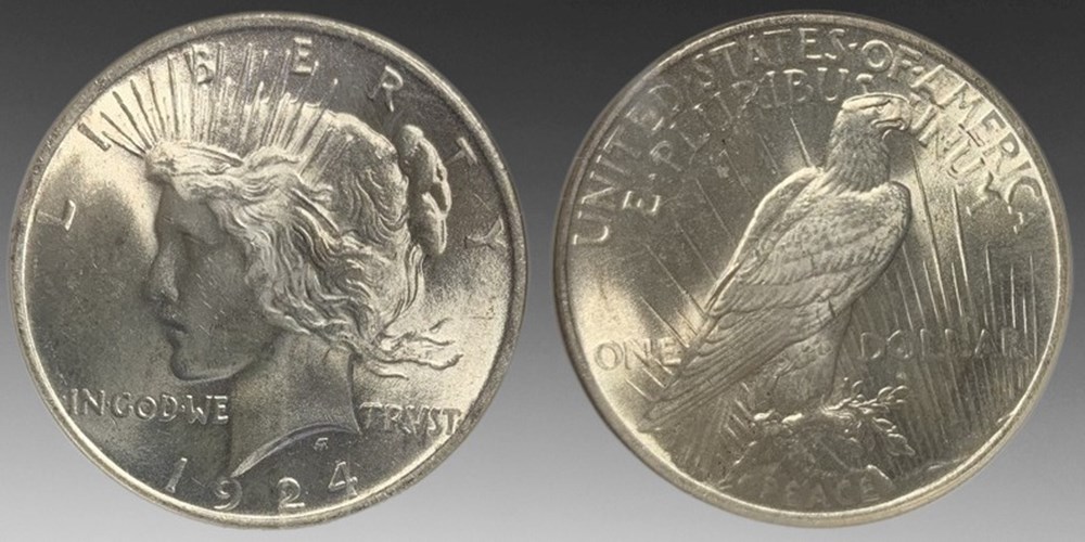 coins world united states 1924 silver peace dollar