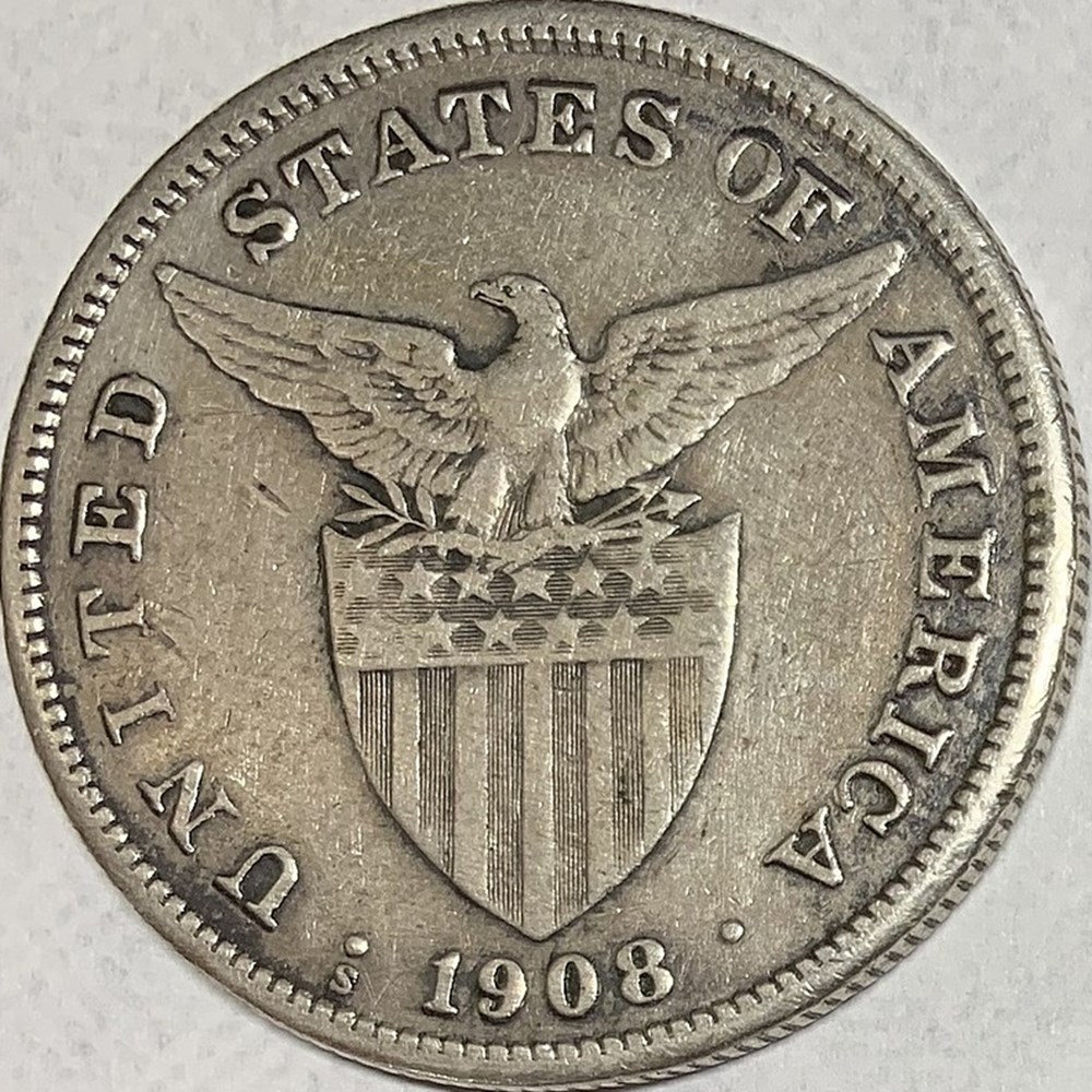 Philippines (US Administration): silver peso, 1908-S 4 coins world philippines us administration silver peso 1908 s