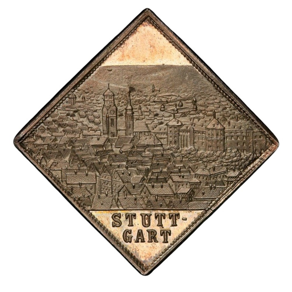 Germany (Wurttemburg): ca. 1904 silver klippe, Stuttgart Numismatic Association, "Happy New Year" 3 coins exonumia tokens weights germany wurttemburg ca 1904 silver klippe stuttgart numismatic association happy new year
