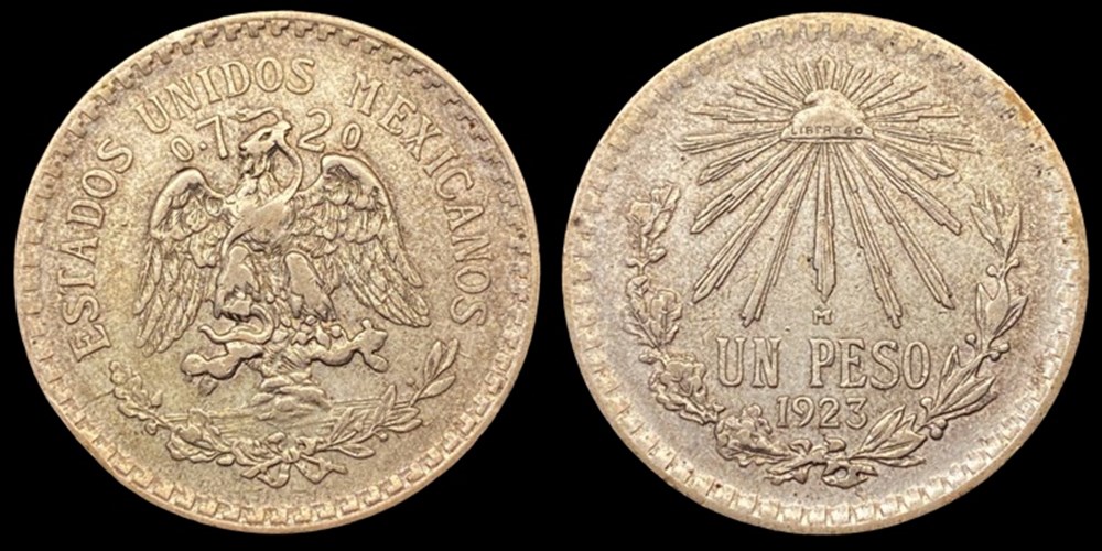 coins world mexico silver peso 1923 m