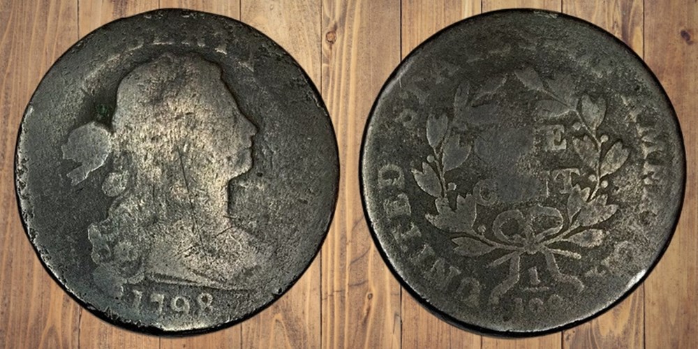 coins world united states copper draped bust large cent 1798 second hairstyle s 187