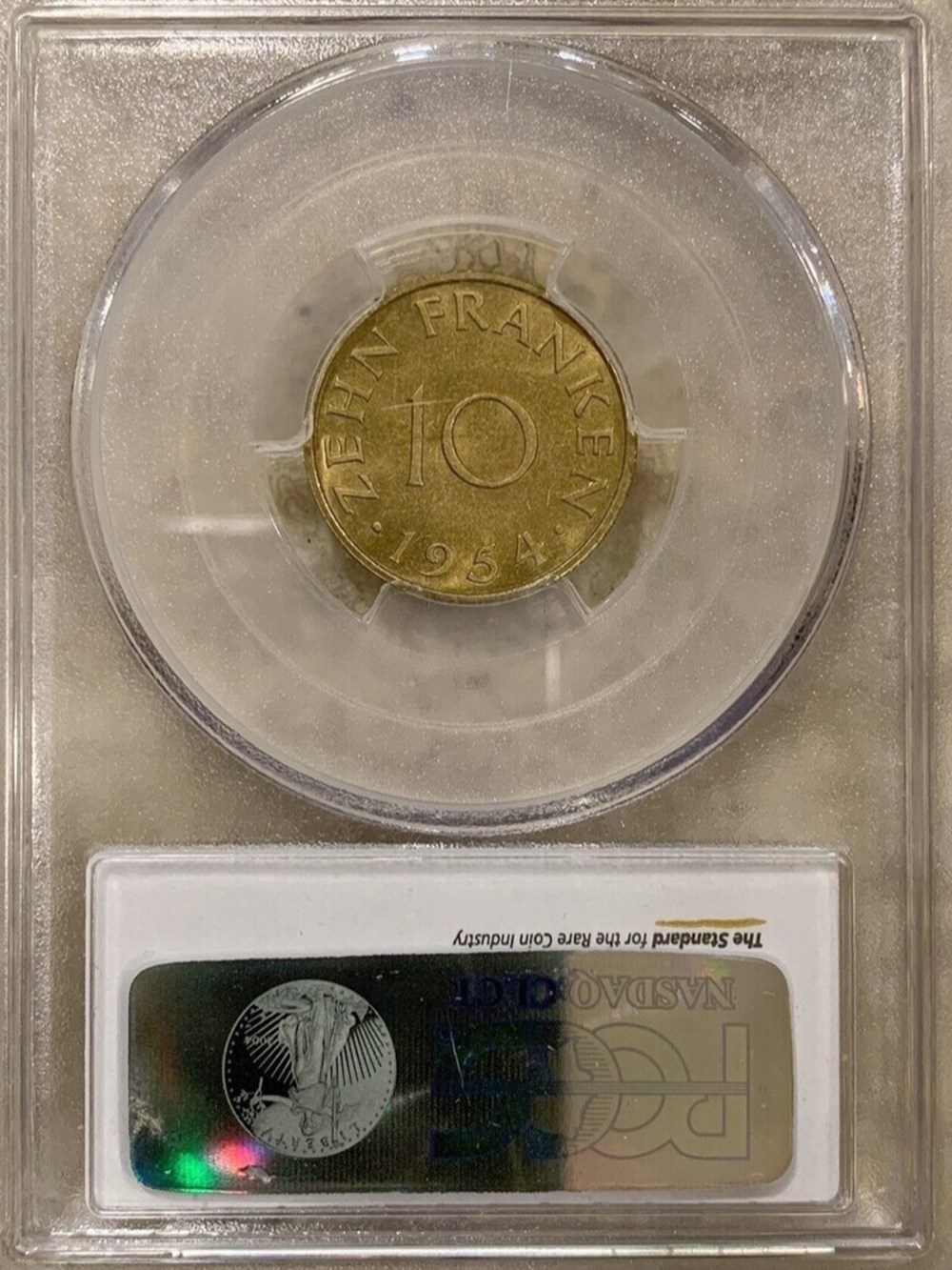 Germany (Saarland): 1954 aluminum-bronze 10-franken (PCGS MS66) 3 coins world germany saarland 1954 aluminum bronze 10 franken pcgs ms66