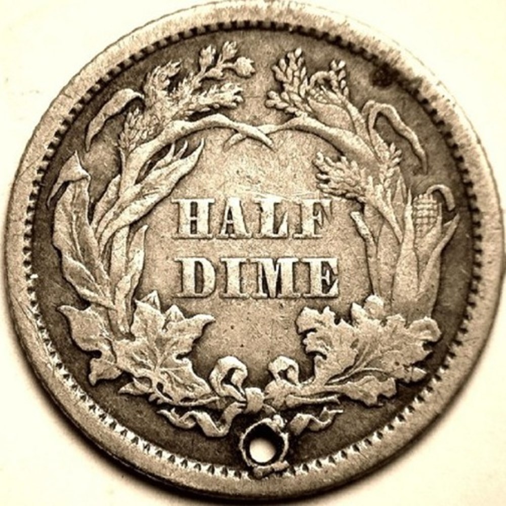 coins world united states usa 1860 seated liberty half dime holed