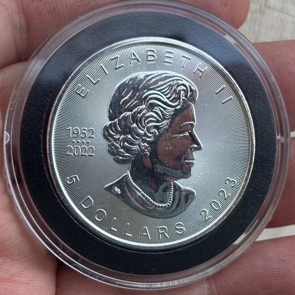 Canada: 2023 silver 5-dollars of Elizabeth II, Maple Leaf SML bullion coin (1 ounce, .9999 fine) 2 coins world canada 2023 silver 5 dollars of elizabeth ii maple leaf sml bullion coin 1 ounce 9999 fine