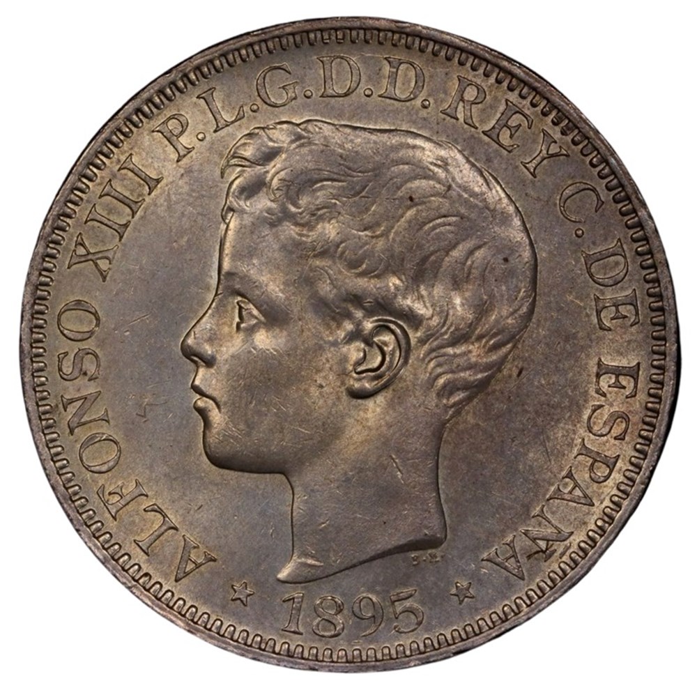 coins world puerto rico 1895 pg v silver peso of alfonso xiii of spain