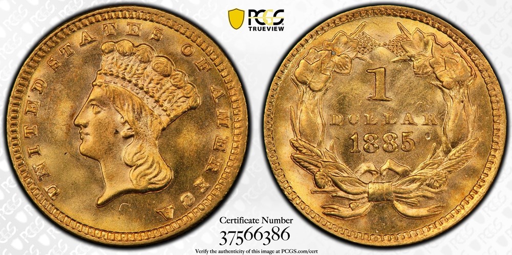 United States: 1885 gold dollar, Type 3, ex. D.L. Hansen Collection coins united states 1885 gold dollar type 3 ex d l hansen collection