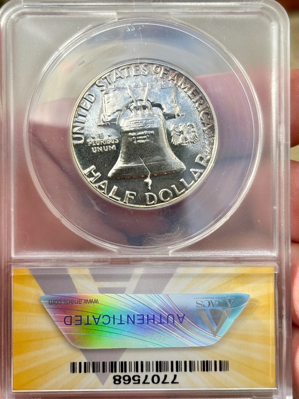 United States: 1959 silver proof Franklin half dollar, Type 2 reverse (ANACS PF66) 3 coins world united states 1959 silver proof franklin half dollar type 2 reverse anacs pf66