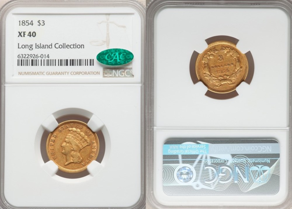 coins world united states 1854 gold 3 dollar indian princess