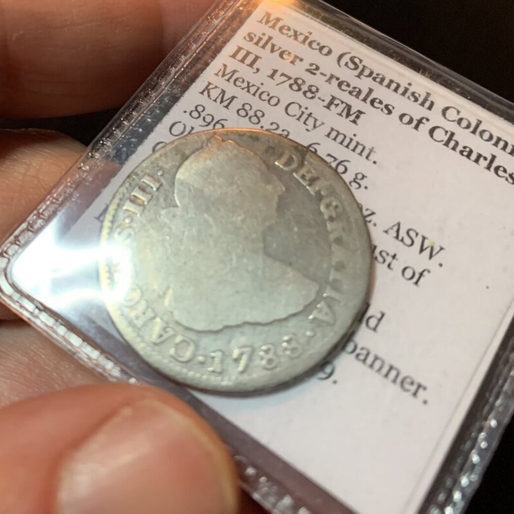 coins colonies mexico spanish colonial silver 2 reales of charles iii 1788 mo fm mexico city mint