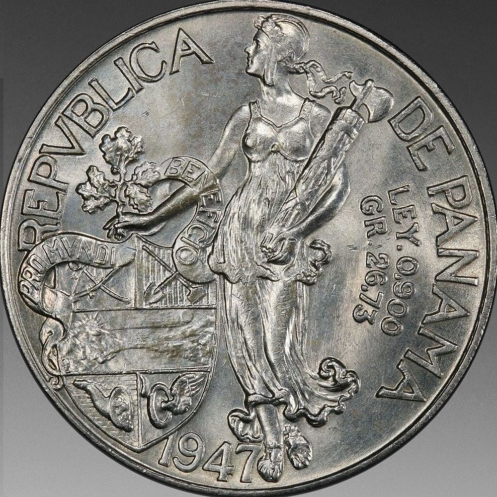 Panama: 1947 silver Balboa 4 coins world panama 1947 silver balboa