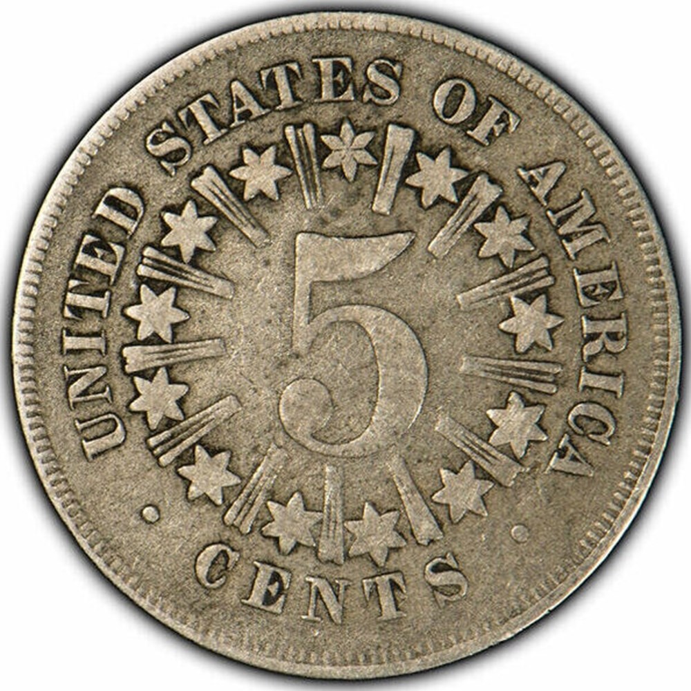 United States: copper-nickel Shield nickel, "with rays" type, 1866/1866 repunched date 4 coins world united states copper nickel shield nickel with rays type 1866 1866 repunched date