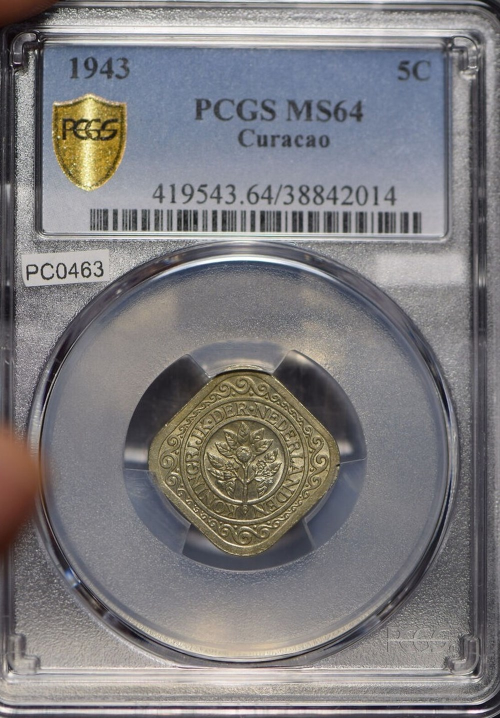 Netherlands Antilles (Curaçao): 1943 copper-nickel-zinc 5-cents of Queen Wilhelmina 5 coins world netherlands antilles curacao 1943 copper nickel zinc 5 cents of queen wilhelmina